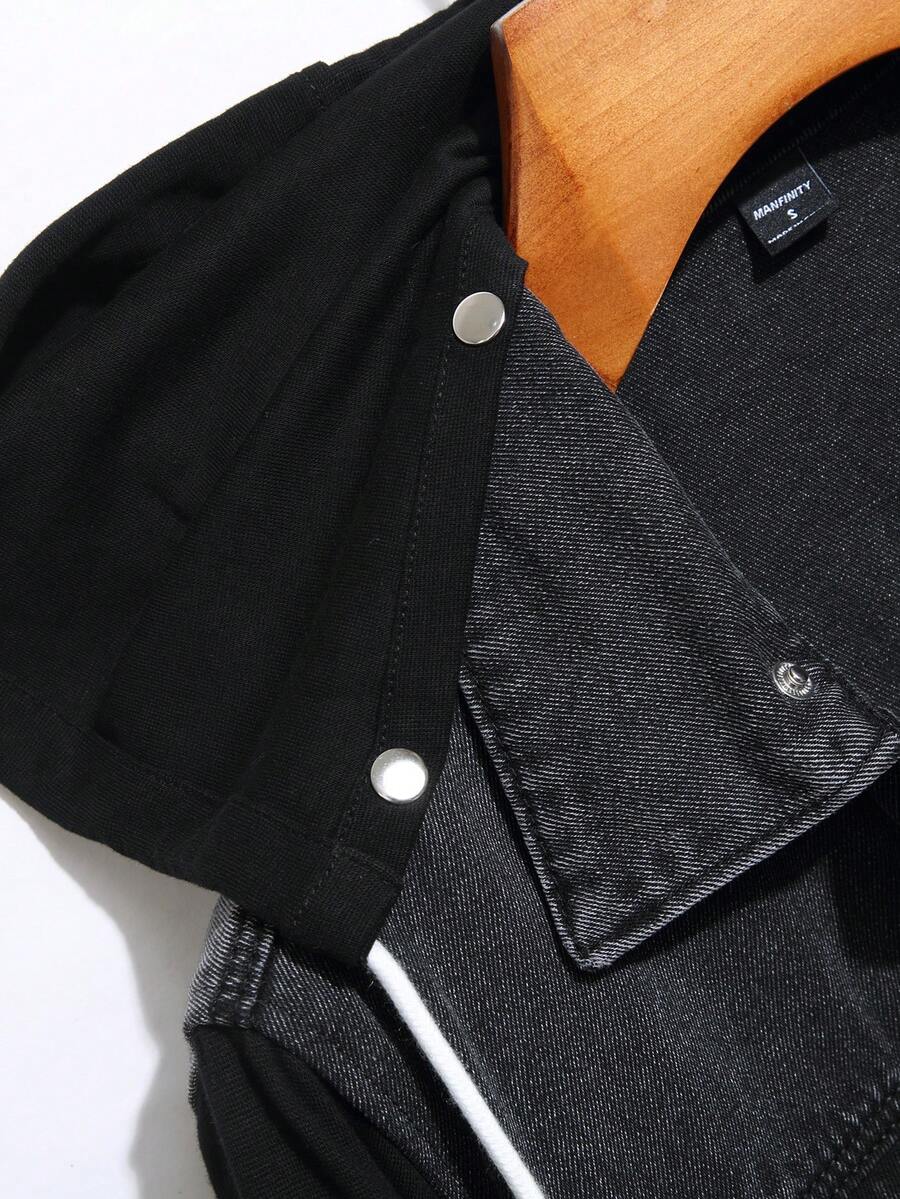 GALLERY FADE Men's Button Front Long Sleeve Pocket Casual Denim Hoodie Jacket, For Fall