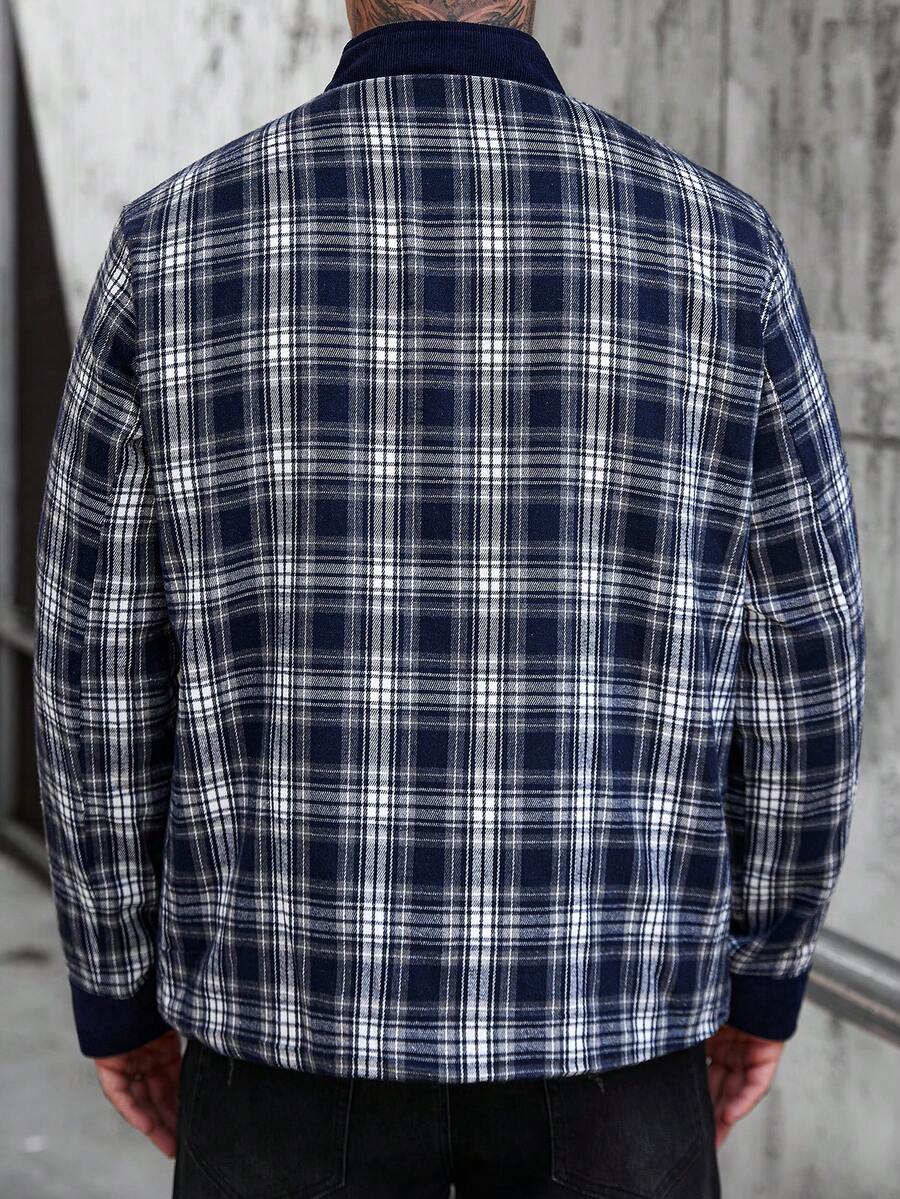 Manfinity Homme Men's Ultra-Oversized Flap Pocket Teddy Fleece-Lined Zipper Front Jacket