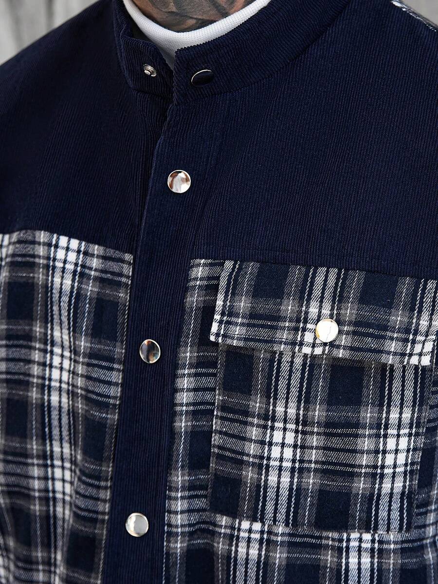 Manfinity Homme Men's Ultra-Oversized Flap Pocket Teddy Fleece-Lined Zipper Front Jacket