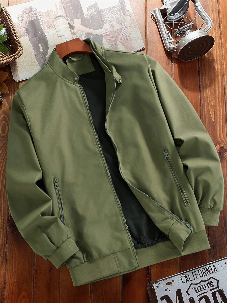 Manfinity Homme 2-In-1 Men's Casual Long Sleeve Reversible Casual Outdoor Windbreaker Jacket, Lightweight Summer Bomber Jacket, Fall