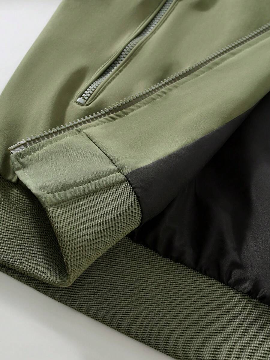 Manfinity Homme 2-In-1 Men's Casual Long Sleeve Reversible Casual Outdoor Windbreaker Jacket, Lightweight Summer Bomber Jacket, Fall