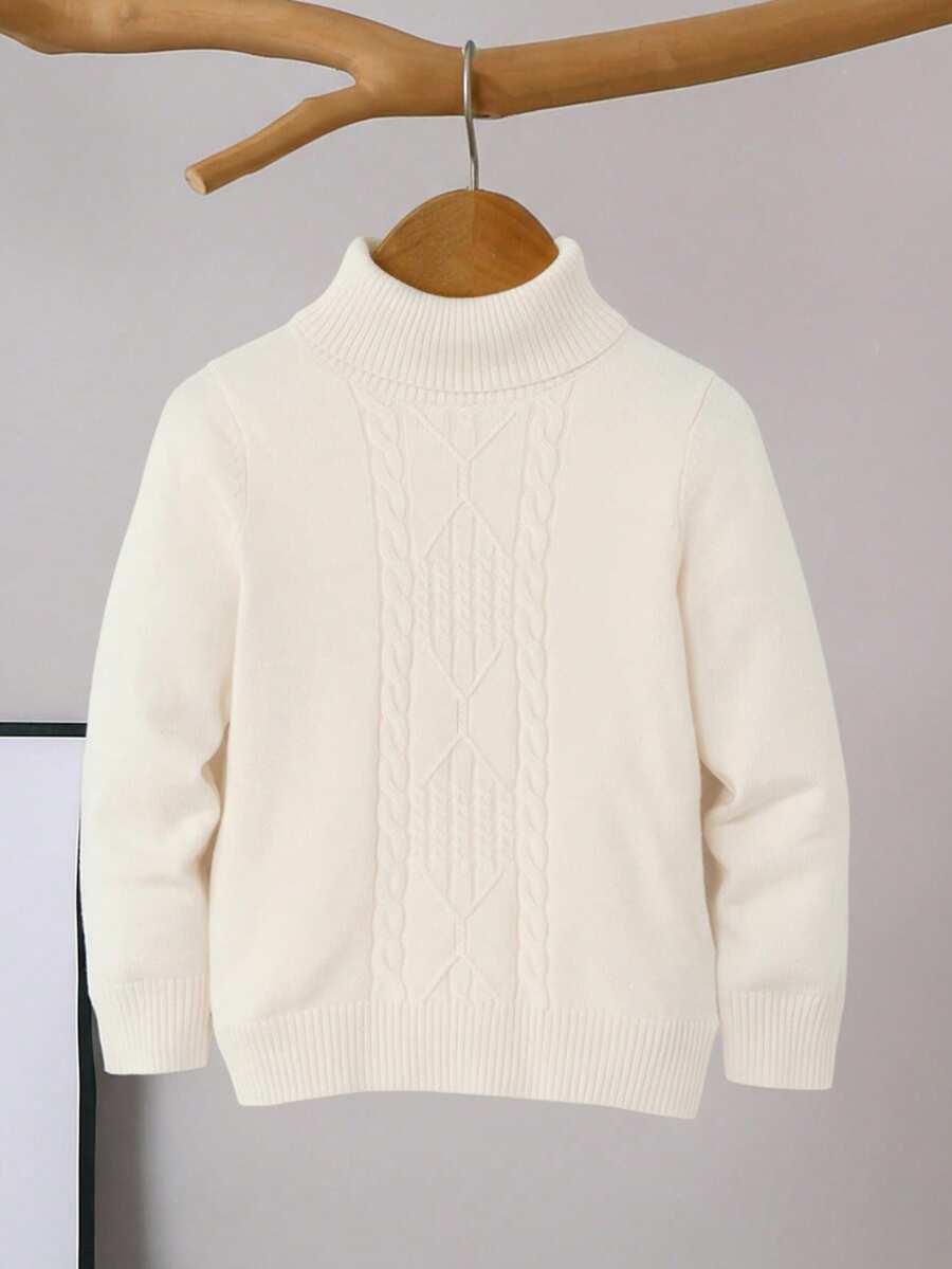 1pc Young Boys' Casual Comfortable Solid Color Versatile Loose Fit Turtleneck Sweater
