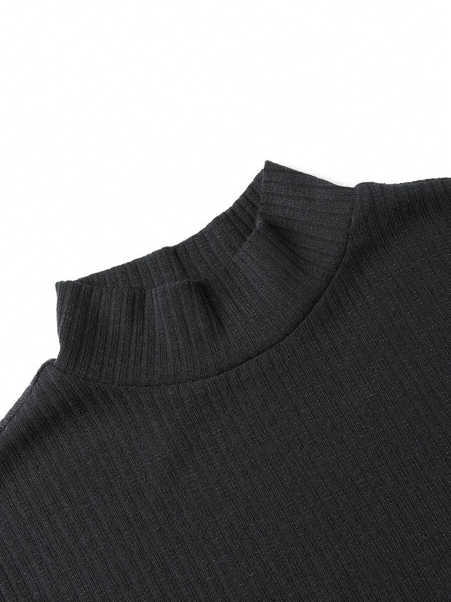 Manfinity Homme Men's Solid Color Ribbed Short Sleeve T-Shirt, Fall