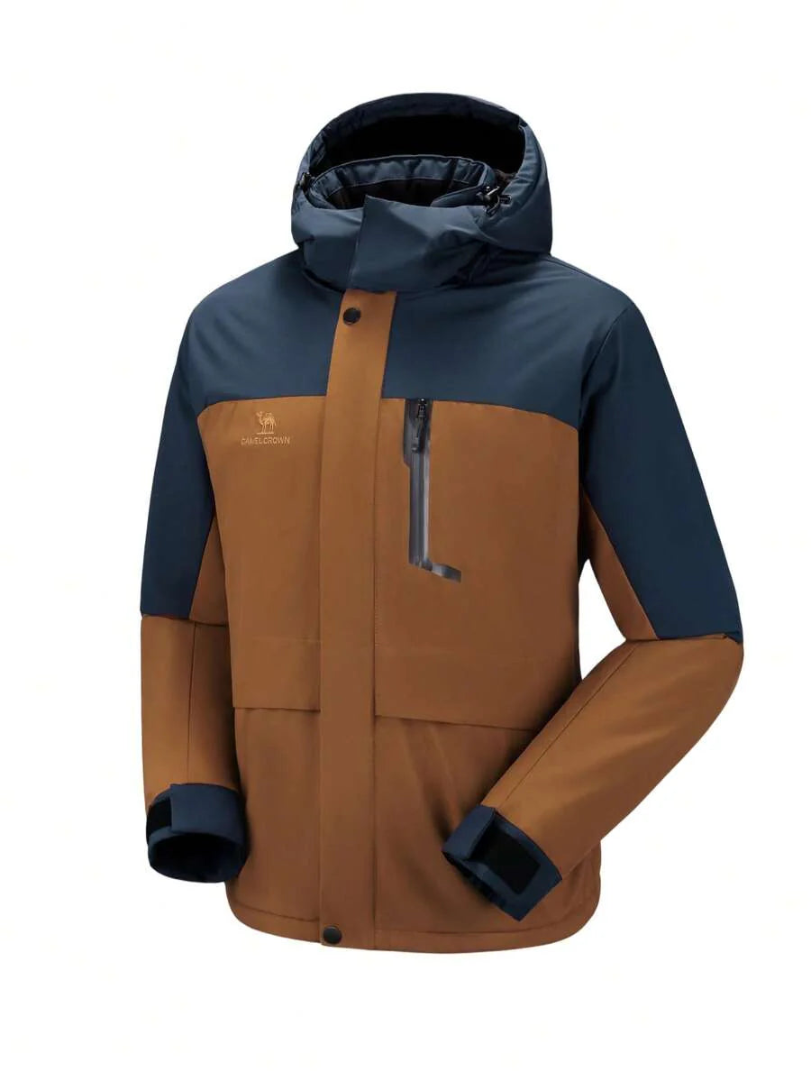 CAMEL CROWN Men's Winter Ski Jacket Mountain Snow Coats Waterproof Detachable Hood Windproof Fleece Rain Jackets