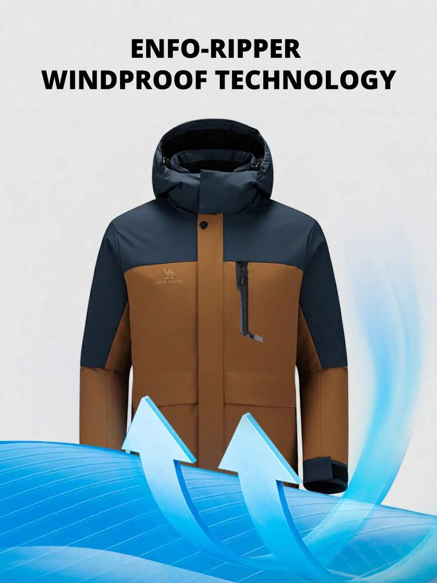 CAMEL CROWN Men's Winter Ski Jacket Mountain Snow Coats Waterproof Detachable Hood Windproof Fleece Rain Jackets