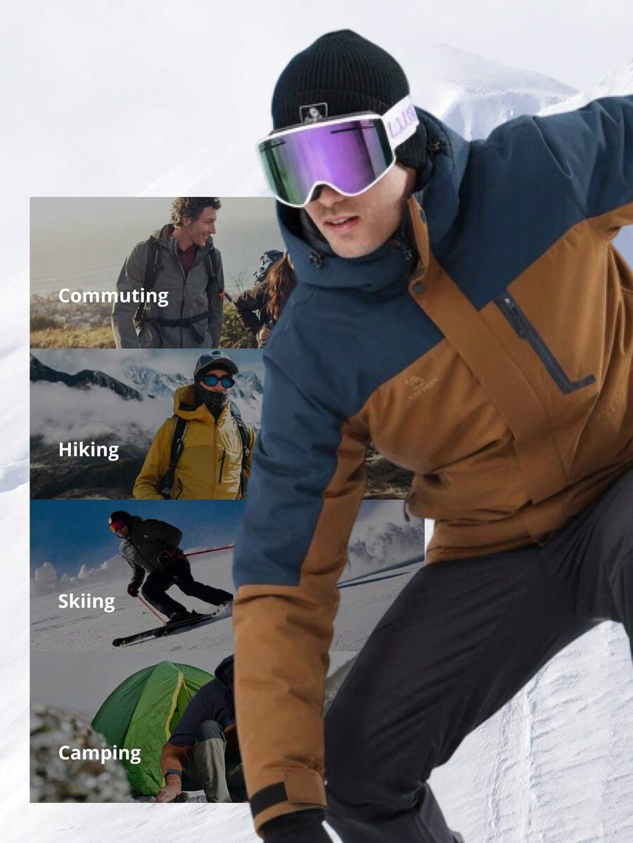 CAMEL CROWN Men's Winter Ski Jacket Mountain Snow Coats Waterproof Detachable Hood Windproof Fleece Rain Jackets