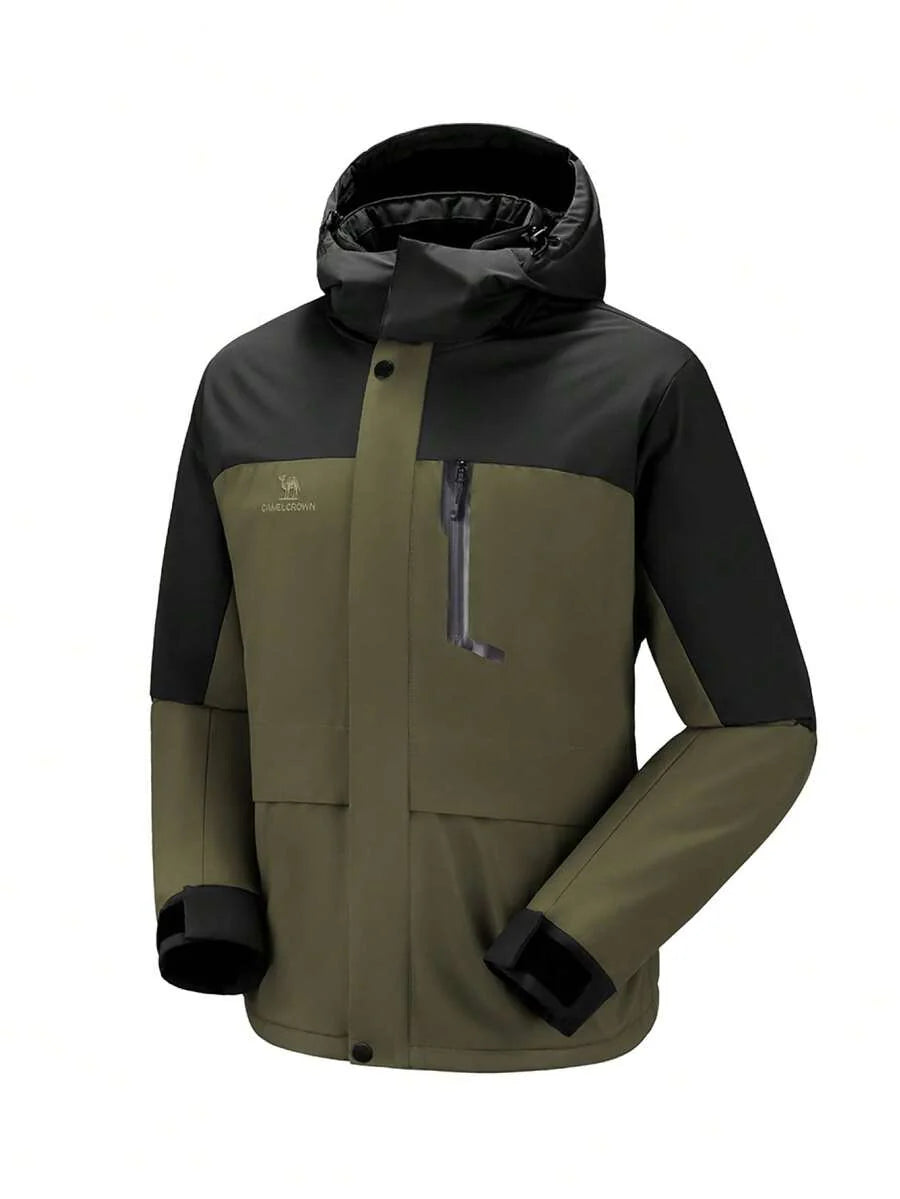 CAMEL CROWN Men's Winter Ski Jacket Mountain Snow Coats Waterproof Detachable Hood Windproof Fleece Rain Jackets