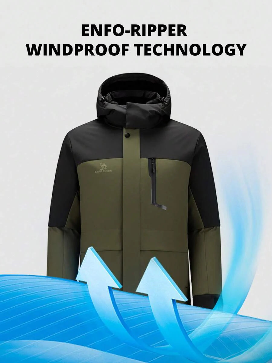 CAMEL CROWN Men's Winter Ski Jacket Mountain Snow Coats Waterproof Detachable Hood Windproof Fleece Rain Jackets