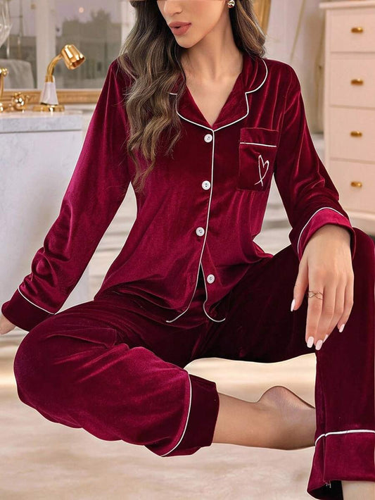 Contrast Color Trim Patch Pocket Long Sleeve Top