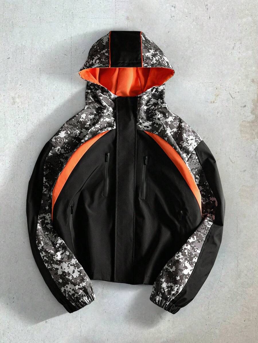 PAVTROS Manfinity Streetrush Men's Casual Colorblock Patchwork Design Jacket
