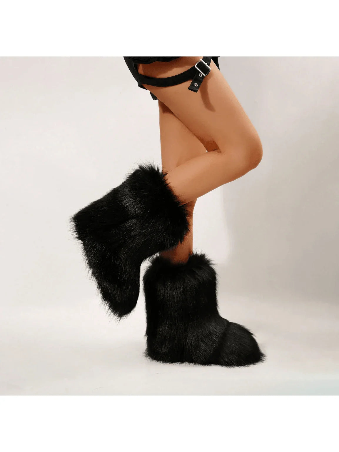 2025 Autumn And Winter Retro Faux Fur Mid-Calf Boots