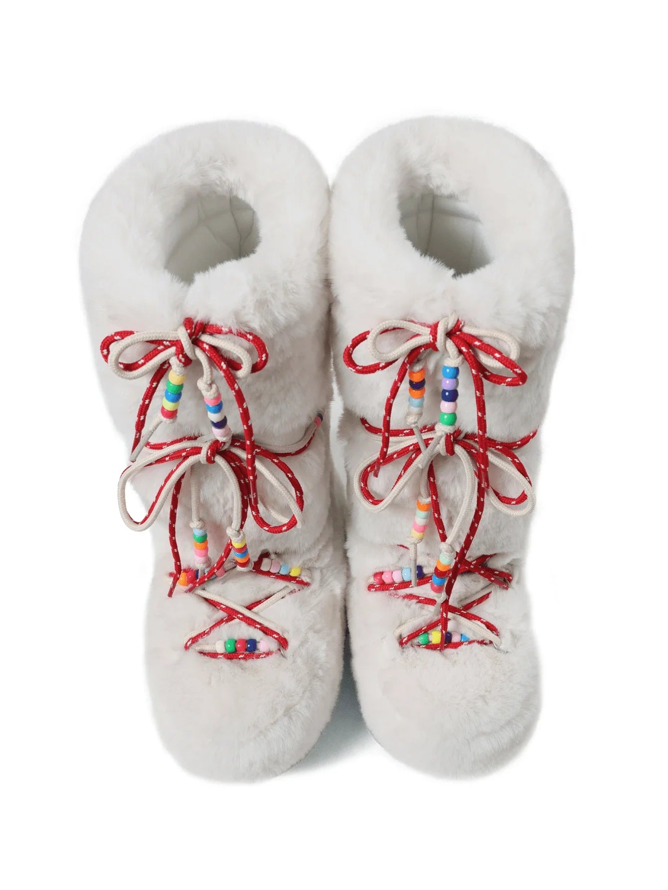 Women's Faux Fur Knee High Boots Fuzzy Fluffy Furry Snow Boots Round Toe With Lace-Up Design Cute Warm Suitable For Christmas Halloween And Winter