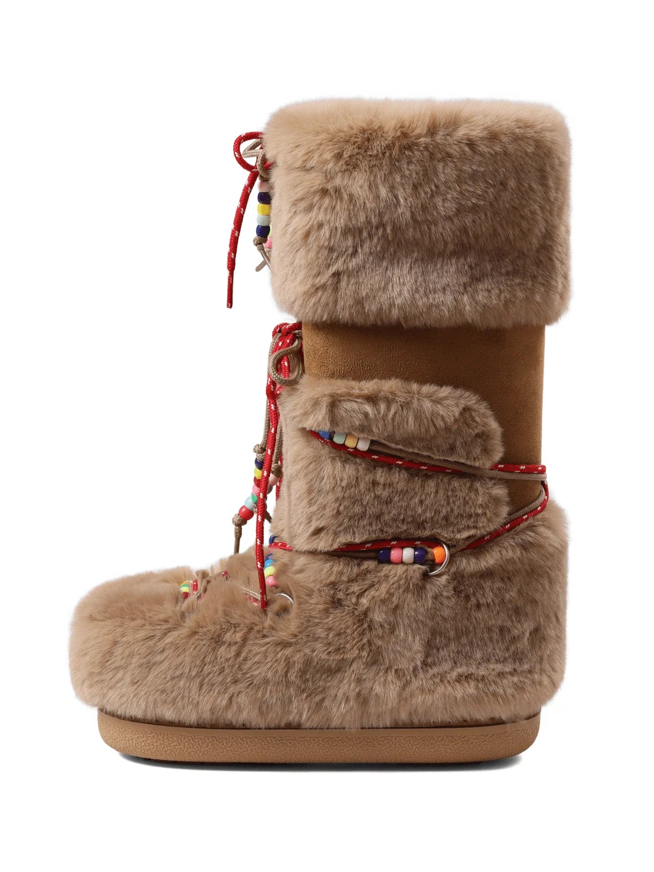Women's Faux Fur Knee High Boots Fuzzy Fluffy Furry Snow Boots Round Toe With Lace-Up Design Cute Warm Suitable For Christmas Halloween And Winter