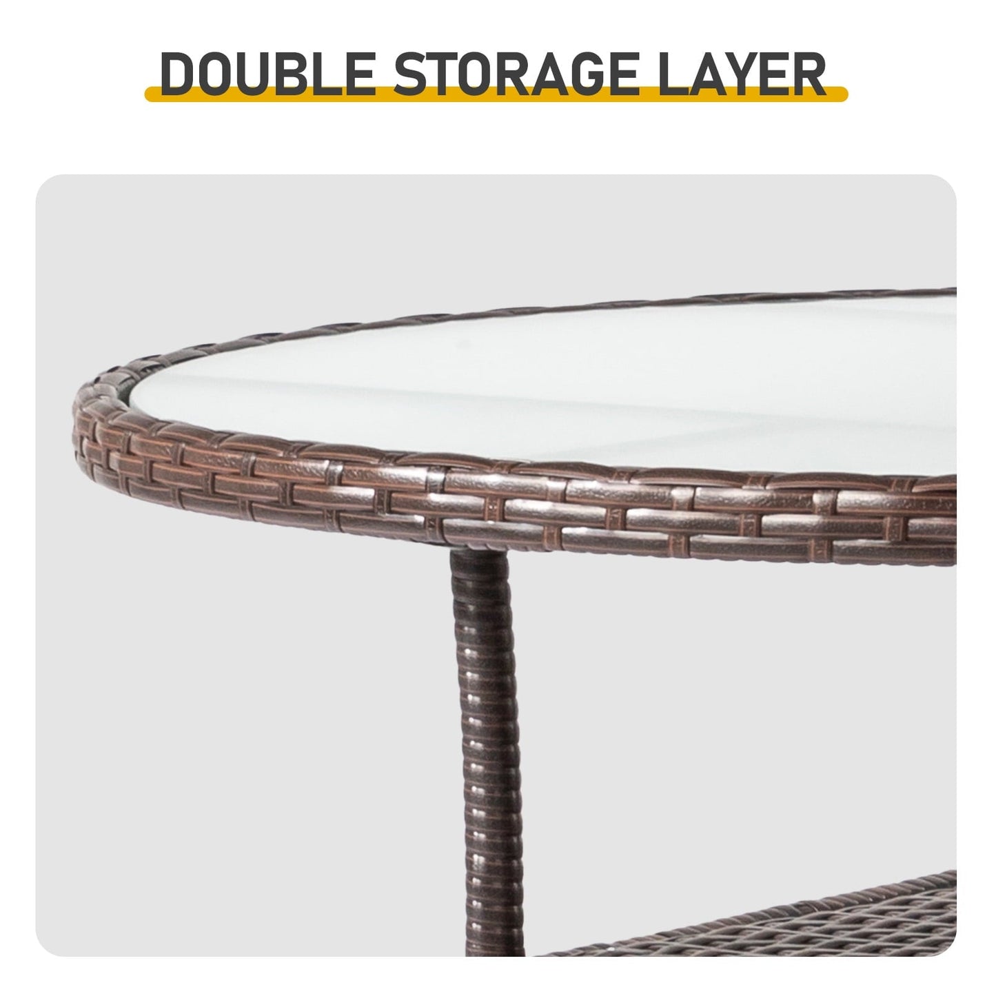 31.5" Round Wicker Patio Dining Table for 4, Outdoor Rattan Bistro Table with Glass Top – Brown