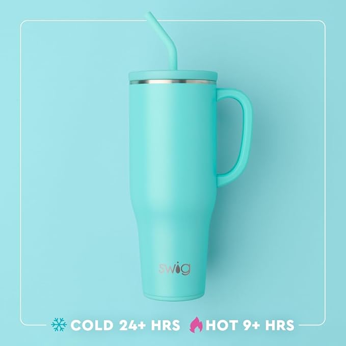 Swig Life 40oz Mega Mug, 40oz Tumbler with Handle and Straw, Extra Large Insulated Tumblers, Cup Holder Friendly Travel Mug (Sweethearts)