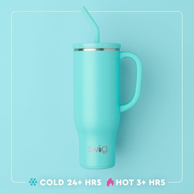 Swig Life 30oz Mega Mug, 30 oz Tumbler with Handle and Straw, Cup Holder Friendly, Dishwasher Safe, Lightweight Extra Large Insulated Tumbler, Nurse Gifts for Women (Scrub Life)