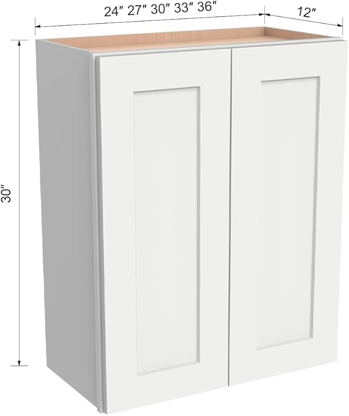 Wall-Mounted Cabinet – Solid Wood Shaker Style Medicine Cabinet with Adjustable Shelves & Soft-Close Doors for Bathroom, Kitchen, and Office Storage (Origami White, 39" W x 12" D x 42" H)