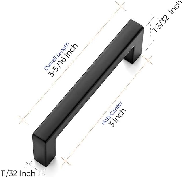 Ravinte 30 Pack Solid 3 Inch Center to Center Slim Square Bar Drawer Handles Kitchen Cabinet Handles Black Drawer Pulls Kitchen Cabinet Hardware Matte Black Dresser Pulls for Cupboard