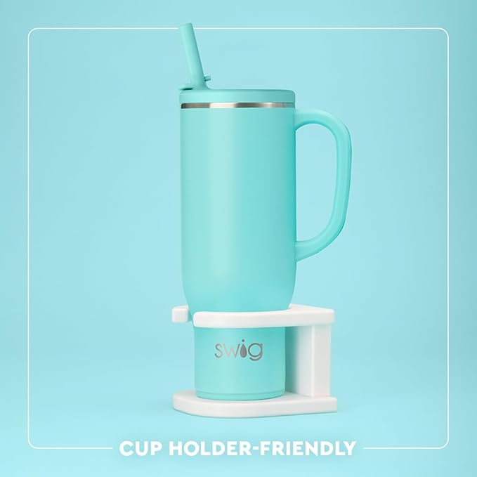 Swig Life 30oz Mega Mug, 30oz Tumbler with Handle and Straw, Large Insulated Tumblers, Cup Holder Friendly Travel Mug, Stainless Steel 30 oz Tumbler, Reusable Insulated Water Bottle (Lemon Meringue)