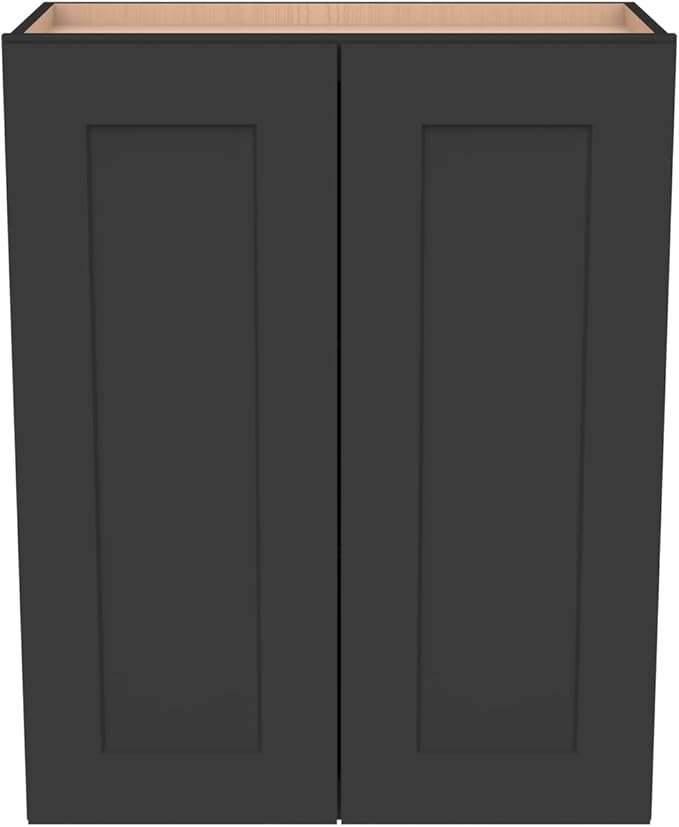 Wall-Mounted Cabinet – Solid Wood Shaker Style Medicine Cabinet with Adjustable Shelves & Soft-Close Doors for Bathroom, Kitchen, and Office Storage (Charcoal Black, 39" W x 12" D x 42" H)