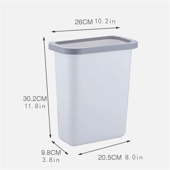 Garbage Cans Hanging Waste Bin Under Kitchen Sink,Plastic Dustbins Over Cabinet Door with Top Ring to Fix Garbage Bag Basket(White)