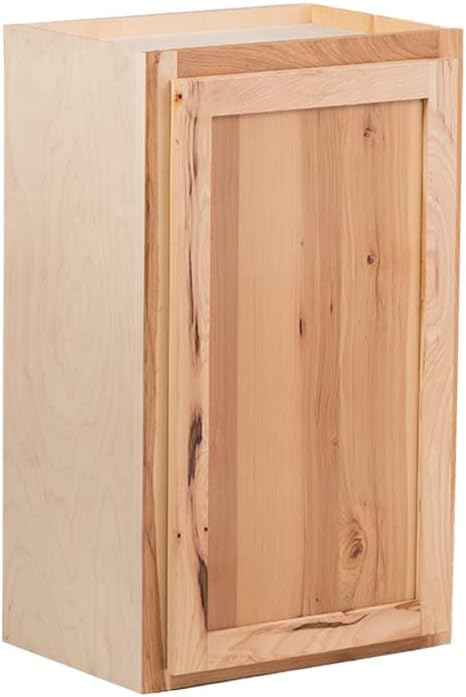 Quicklock RTA (Ready-to-Assemble) 42" Tall Wall Kitchen Cabinets - Shaker Style | 100% Hardwood | Made in America | Soft Close Hardware (Rustic Hickory, 12" D x 21" W x 42" H)
