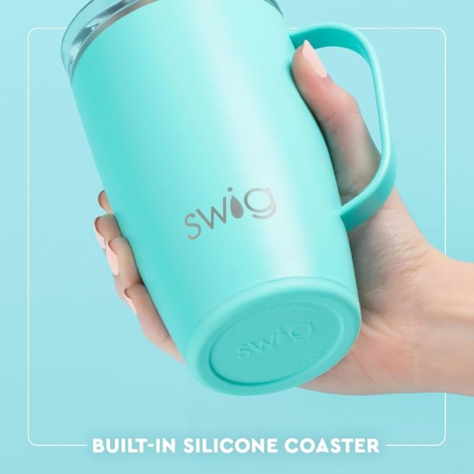 Swig Life 18oz Travel Mug, Insulated Tumbler with Handle and Lid, Travel Coffee Mug, Cup Holder Friendly, Stainless Steel 18 oz Tumbler, Reusable Insulated with Lid (Giddy Up)
