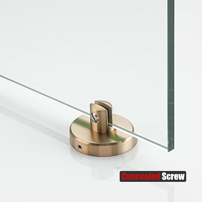 JQK Bathroom Glass Shelf, Tempered Glass Shower Storage 12 by 5 inches, 304 Stainless Steel Champagne Bronze Wall Mount 2 Pack, TGS101L12-CB-P2