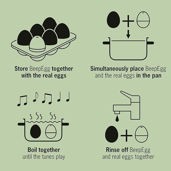 Moo BeepEgg – Egg Timer for Boiling Eggs – Musical Egg Cooker for Soft, Medium, Hard Boiled Eggs – Food Safe – Singing Floating Egg Timer – Egg Cooker for 3 Levels of Doneness - Brainstream