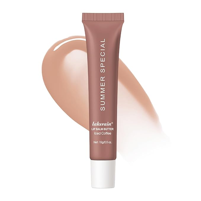 Lip Balm, Lip Butter Balm for Hydration Shine, Mini Neutrals Lip Butter Balm Set Lip Care Prouct, Moisturizing Tinted Lip Balm Gloss Hydrating Lip Oil for Women (#Iced Coffee)