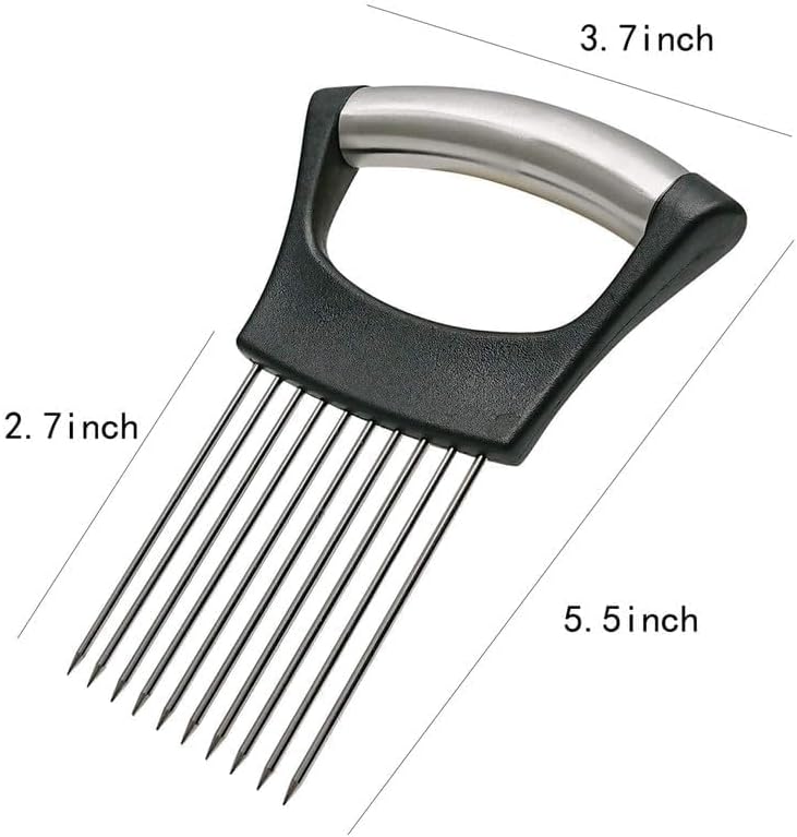 Stainless Steel Onion Slice Holder, Lemon Slicer Vegetable Cutter, Chopper Slicing Assistant Tool for Meat, Onion, Potato, Tomato Home Kitchen Tools (2 PCS)