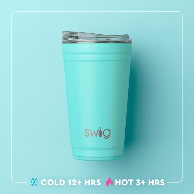 Swig Life 24oz Party Cup, Stackable Insulated Travel Coffee Tumbler with EZ Slider Lid, Cup Holder Friendly, Stainless Steel 24 oz Tumbler, Reusable Coffee Mug (Saturdays in Knoxville)