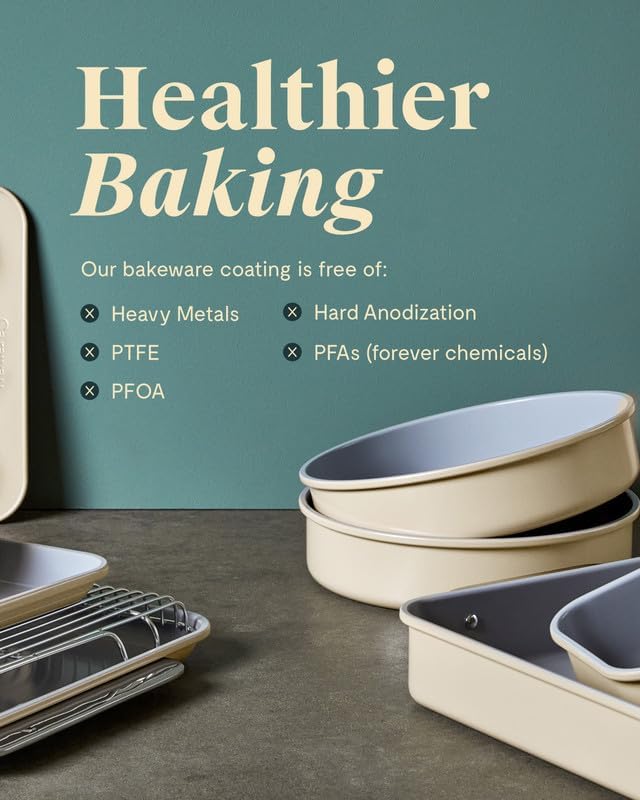 Caraway Non-Stick Ceramic 9” Square Pan - Naturally Slick Ceramic Coating - Non-Toxic, PTFE & PFOA Free - Perfect for Brownies, Lemon Bars, Cakes, & More - Perracotta