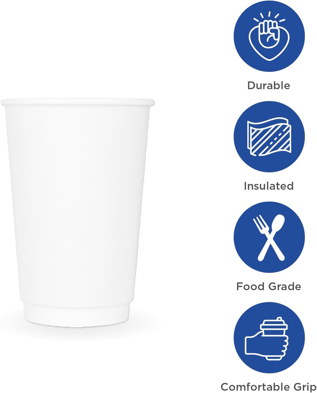 Karat 10 oz Double-Wall Insulated Coffee Cup [500 Count] White Paper Hot Cup - Rolled Rim for Hot Beverages, 90mm (C-KIC510W)