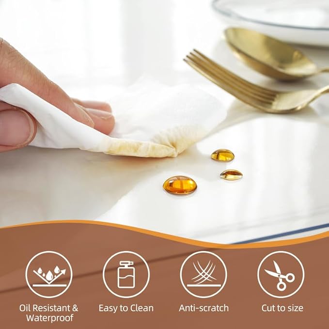 Warmstar Clear Table Cover Protector 48 x 120 Inch,1.5mm Thick Plastic Table Cover Rectangle,PVC Clear Table Protector,Desk Protector Mat for Kitchen, Dresser, Writing Desk，Dining Room Table