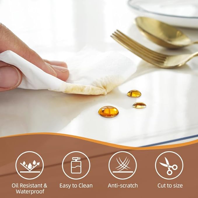 Warmstar Clear Table Cover Protector 40 x 78 Inch,1.5mm Thick Plastic Table Cover Rectangle,PVC Clear Table Protector,Desk Protector Mat for Kitchen, Dresser, Writing Desk，Dining Room Table