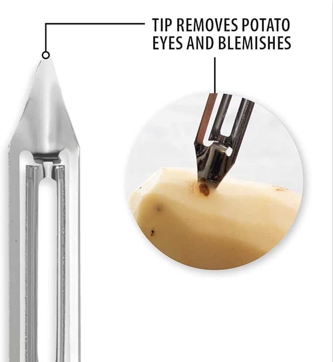 Rada Cutlery Vegetable Peeler (W232), 1.75" Stainless Steel Swiveling Blade, Black Handle, Pack of 6