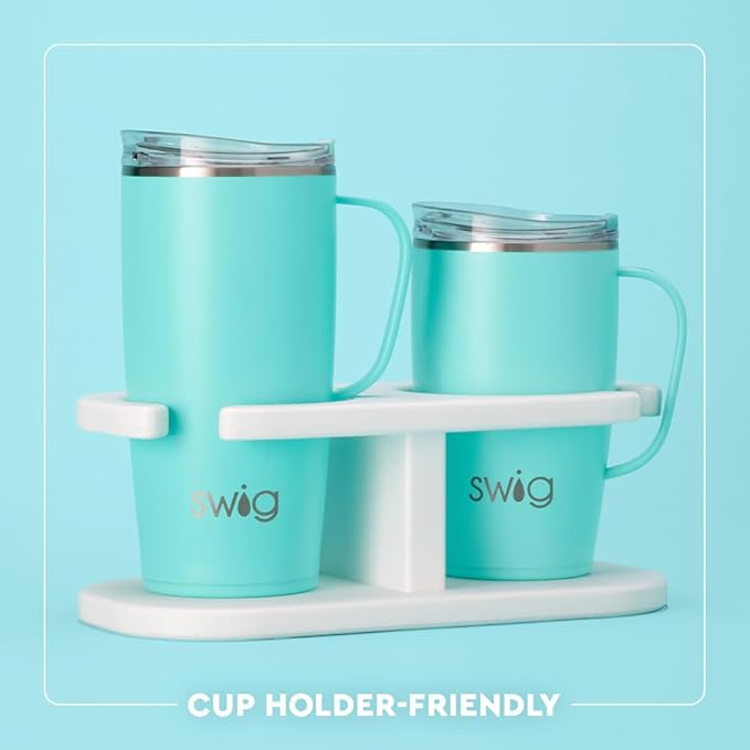 Swig Life 22oz Travel Mug, Insulated Tumbler with Handle and Lid, Travel Coffee Mug, Cup Holder Friendly, Stainless Steel 22 oz Tumbler, Reusable Insulated with Lid (Taco Night)