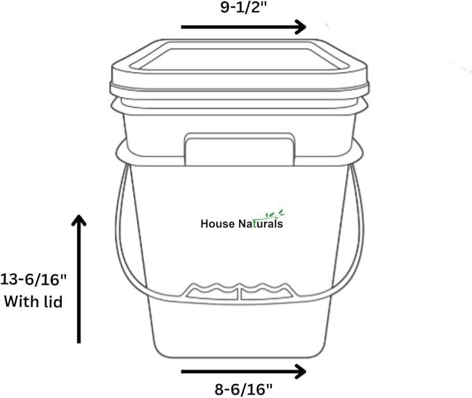 House Naturals 4 Gallon Square Food Grade Bucket Pail with Plastic Handles and Lid (Pack of 3) Made in USA containers (Yellow)