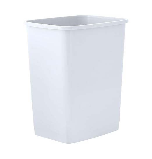 Superio 4.5 Gallon Plastic Trash Can, Unlidded Waste Bin Only for Home, Kitchen, Office, Bedroom, Bathroom- 18 Qt (White)