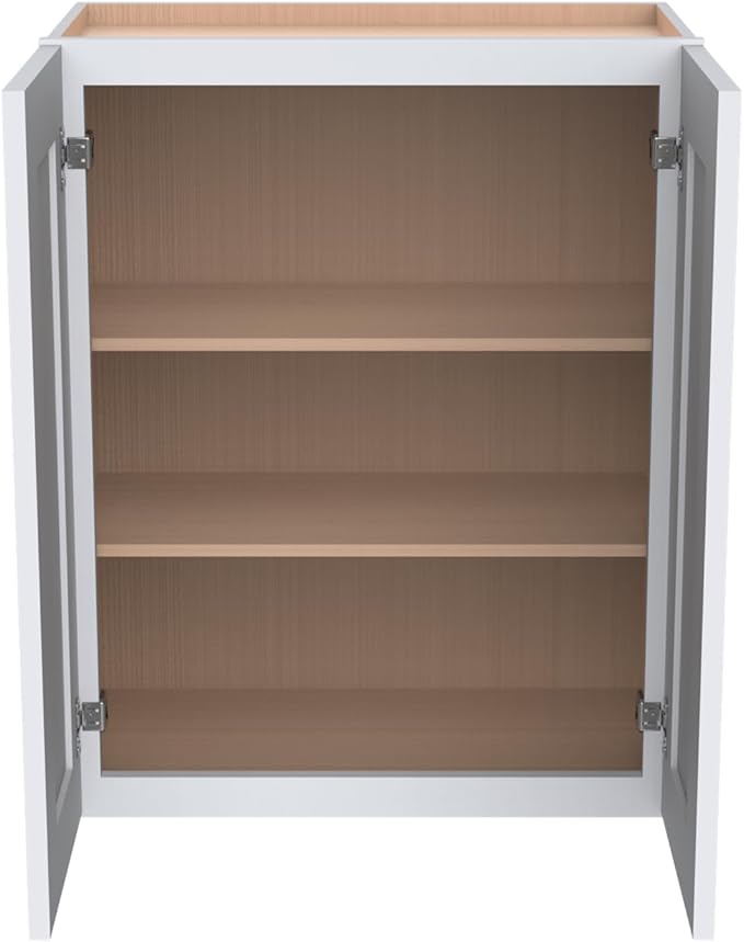 Wall-Mounted Cabinet – Solid Wood Shaker Style Medicine Cabinet with Adjustable Shelves & Soft-Close Doors for Bathroom, Kitchen, and Office Storage (White, 36" W x 12" D x 30" H)