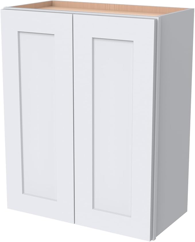 Wall-Mounted Cabinet – Solid Wood Shaker Style Medicine Cabinet with Adjustable Shelves & Soft-Close Doors for Bathroom, Kitchen, and Office Storage (White, 30" W x 12" D x 30" H)
