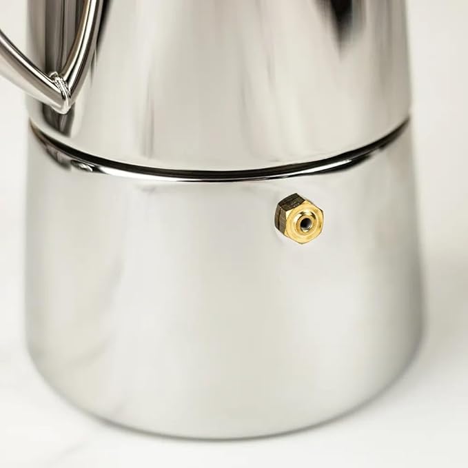 Cuisinox Roma Stovetop Espresso Maker COF-10R, Stainless Steel Coffee Percolator Stovetop, Heat-Resistant & Non-Reactive, 10-Cup Italian Espresso Maker Easy to Clean, Durable Stove Top Percolator