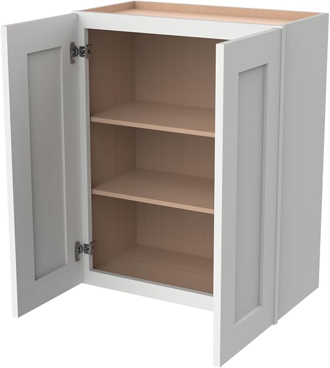 Wall-Mounted Cabinet – Solid Wood Shaker Style Medicine Cabinet with Adjustable Shelves & Soft-Close Doors for Bathroom, Kitchen, and Office Storage (Origami White, 30" W x 12" D x 30" H)