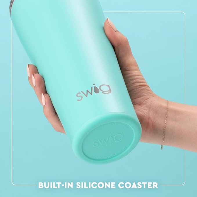 Swiglife 32oz Insulated Tumbler, Travel Coffee Tumbler with Lid, Cup Holder Friendly Travel Coffee Mug, Stainless Steel with Lid (Garden Party)