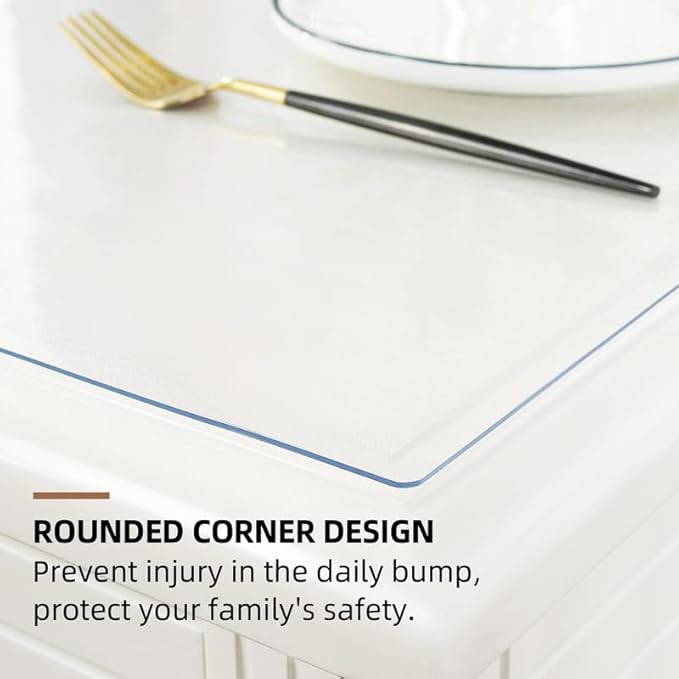 Warmstar Clear Table Cover Protector 34 x 48 Inch,1.5mm Thick Plastic Table Cover Rectangle,PVC Clear Table Protector,Desk Protector Mat for Kitchen, Dresser, Writing Desk，Dining Room Table