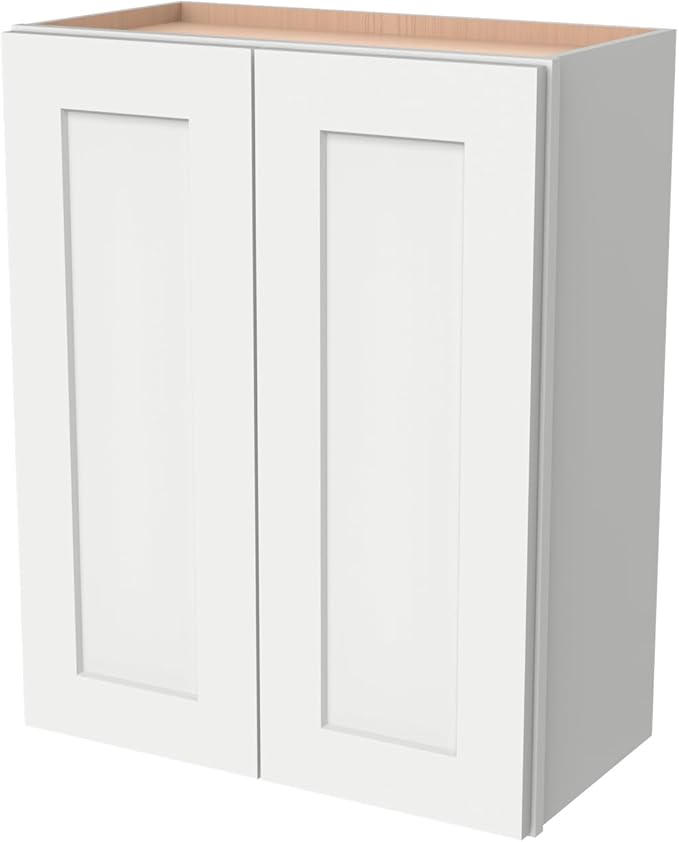 Wall-Mounted Cabinet – Solid Wood Shaker Style Medicine Cabinet with Adjustable Shelves & Soft-Close Doors for Bathroom, Kitchen, and Office Storage (Origami White, 36" W x 12" D x 42" H)