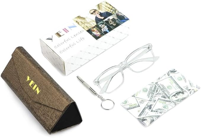 YEIN Bifocal Reading Glasses with Blue Light Blocking Lenses, Bifocal Reader for Women and Men, Vintage Square frame with Spring Hinge (+0.50/+3.00 magnification)