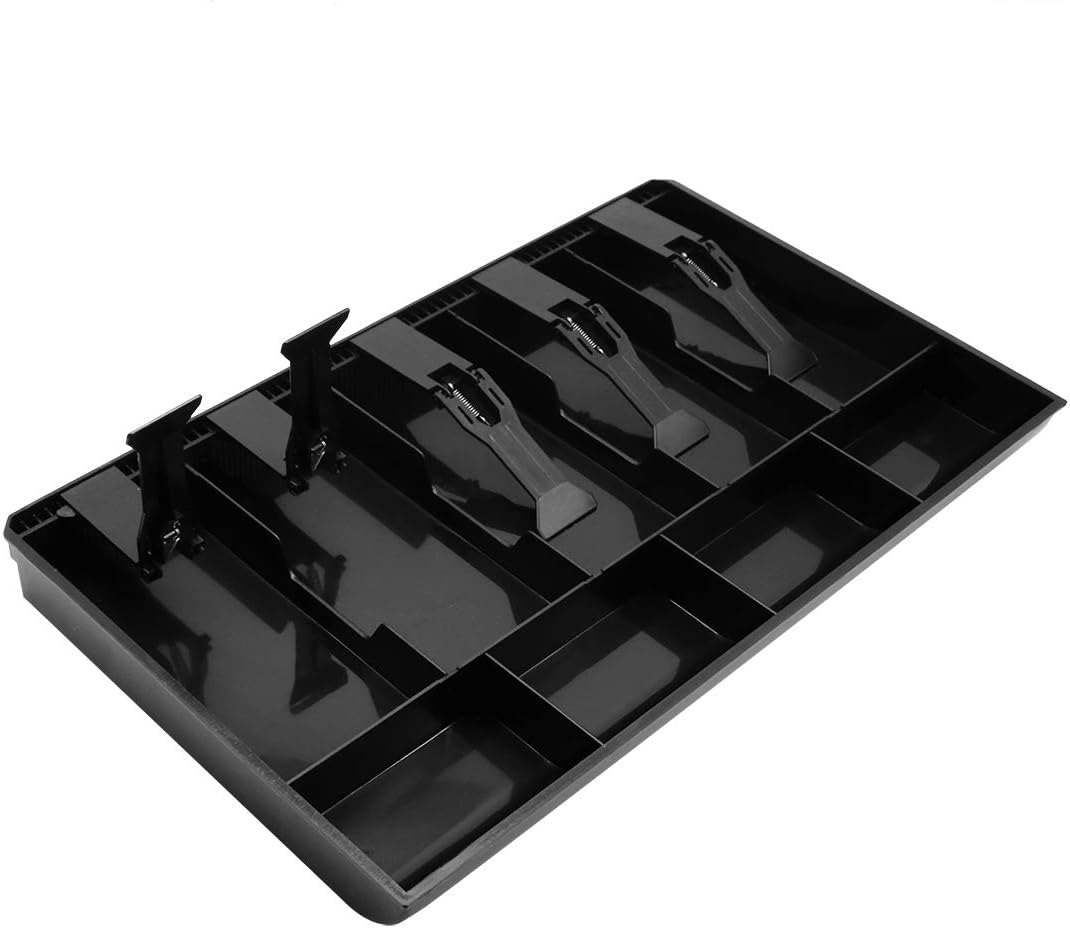 Cash Register Drawer Insert Tray with 5 Bill/4 Coin Compartments for Money Storage, Black
