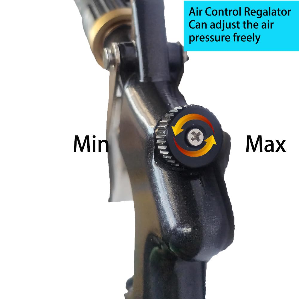 DOZIME Air Blow Gun &vacunm Gun with Brass Adjustable Air Flow Nozzle,Cleaning Gun Quickly Blasts Dirt and Dust from Surface Works with Air Compressor(Powerful Aluminium Rotate Tube)